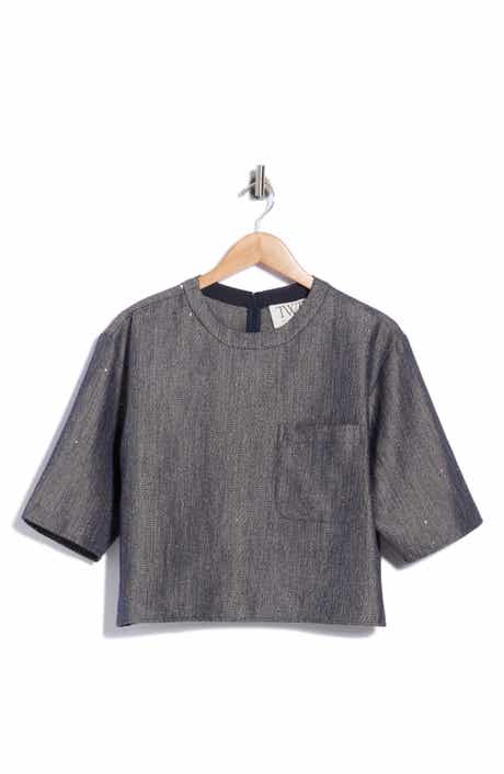 Metallic Boxy Crewneck Top