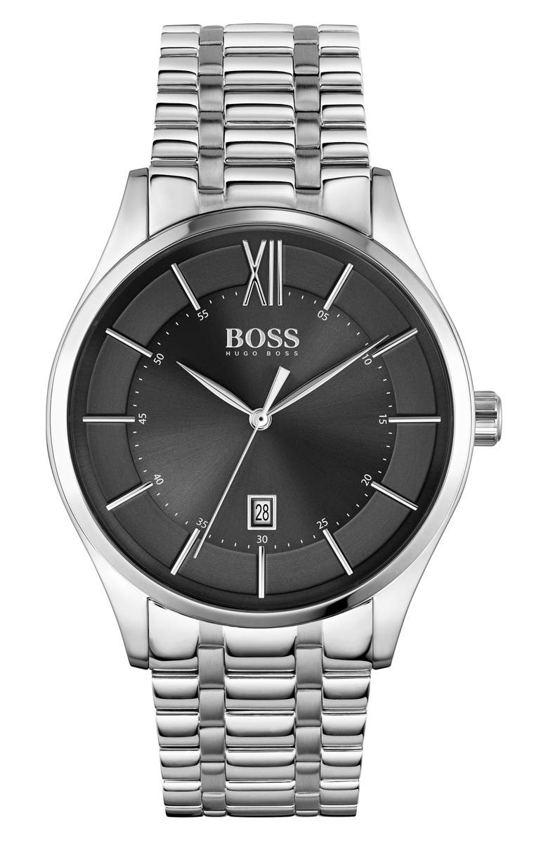BOSS Distinction Bracelet Watch, 43mm, Main, color, 