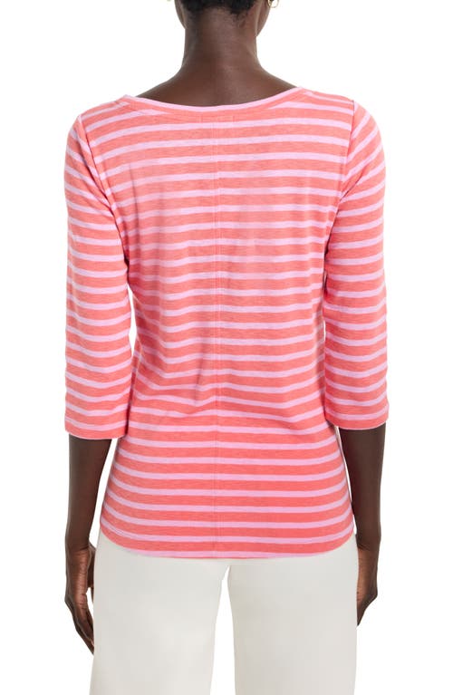 Shop Nzt By Nic+zoe Stripe Boat Neck T-shirt In Pink Multi