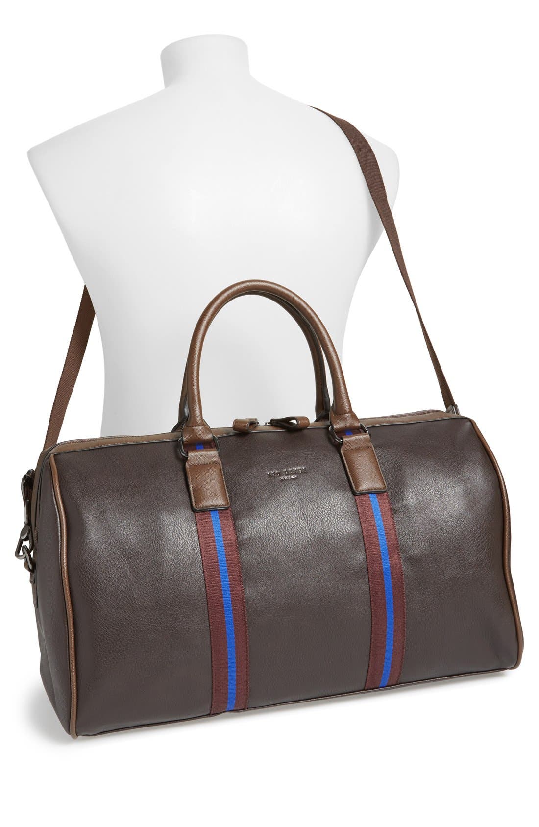 Striped Duffel Bag, Alternate, color, CHOCOLATE