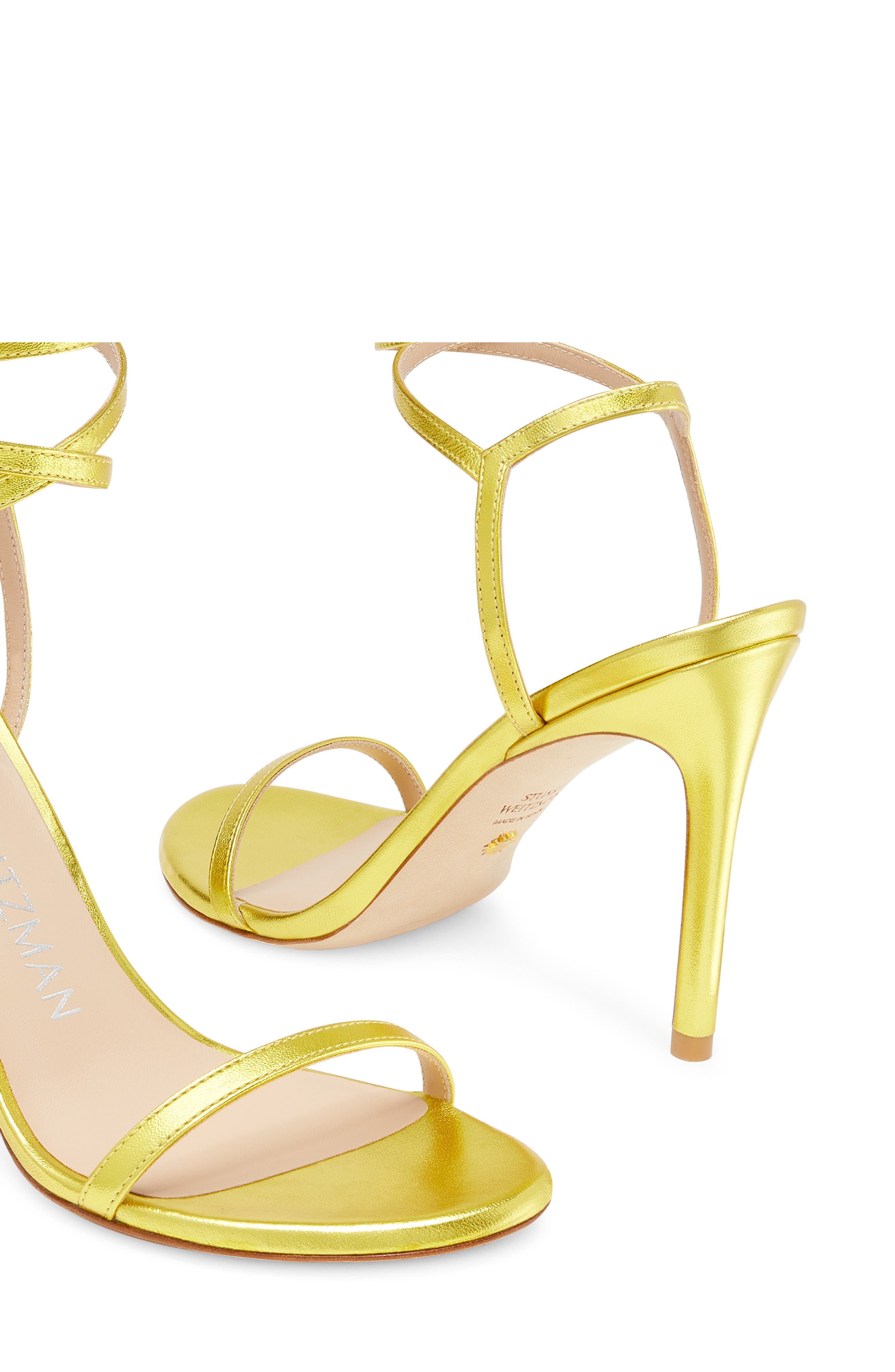 Stuart Weitzman Barelynude 100 Wrap Sandal, Alternate, color, Key Lime