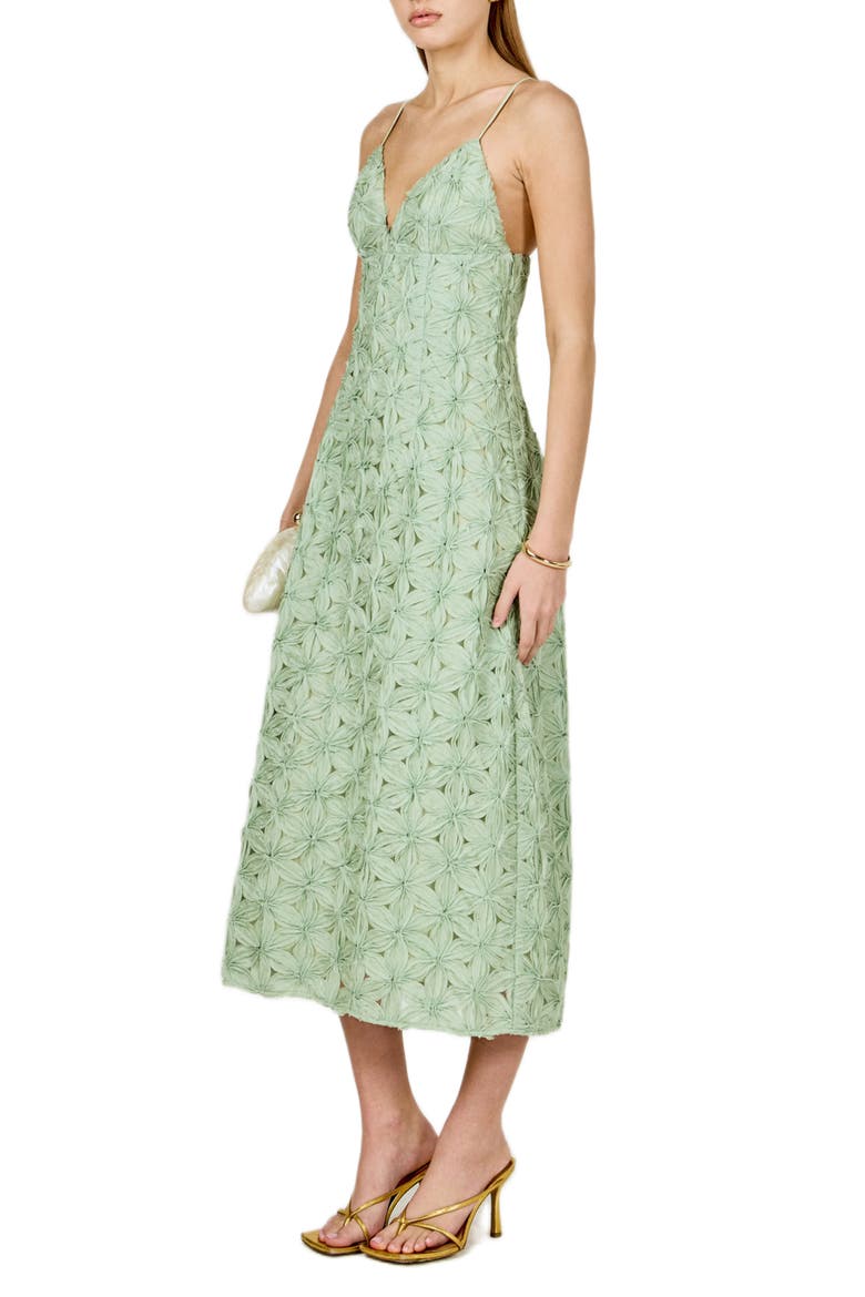 Textured Floral Midi Dress, Alternate, color, SAGE