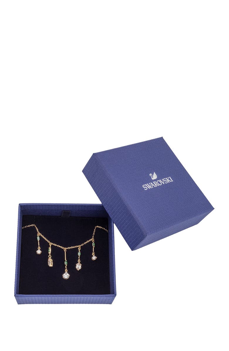 Swarovski Oz 23K Yellow Gold Plated Green Swarovski Crystal & CZ Statement Necklace, Alternate, color, 