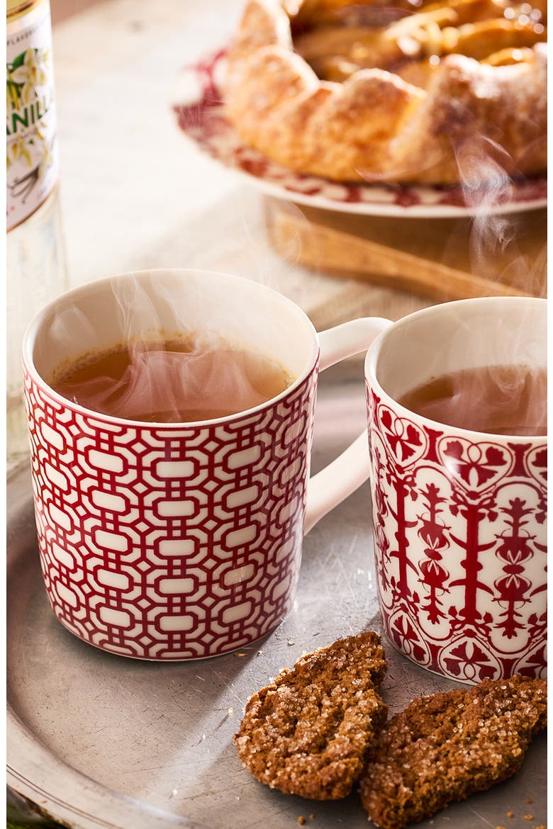 Newport Crimson Garden Gate Mug - Porcelain - Set 4, Alternate, color, RED