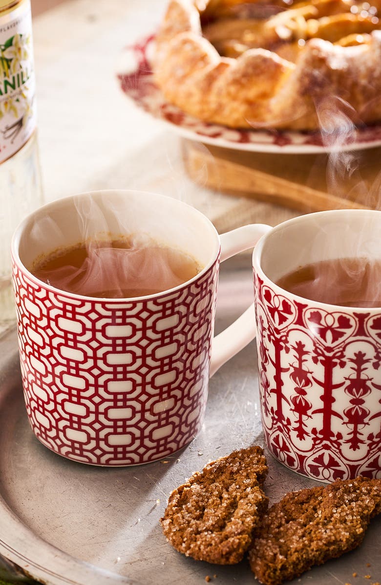 Caskata Newport Crimson Garden Gate Mug - Porcelain - Set 4, Alternate, color, Red