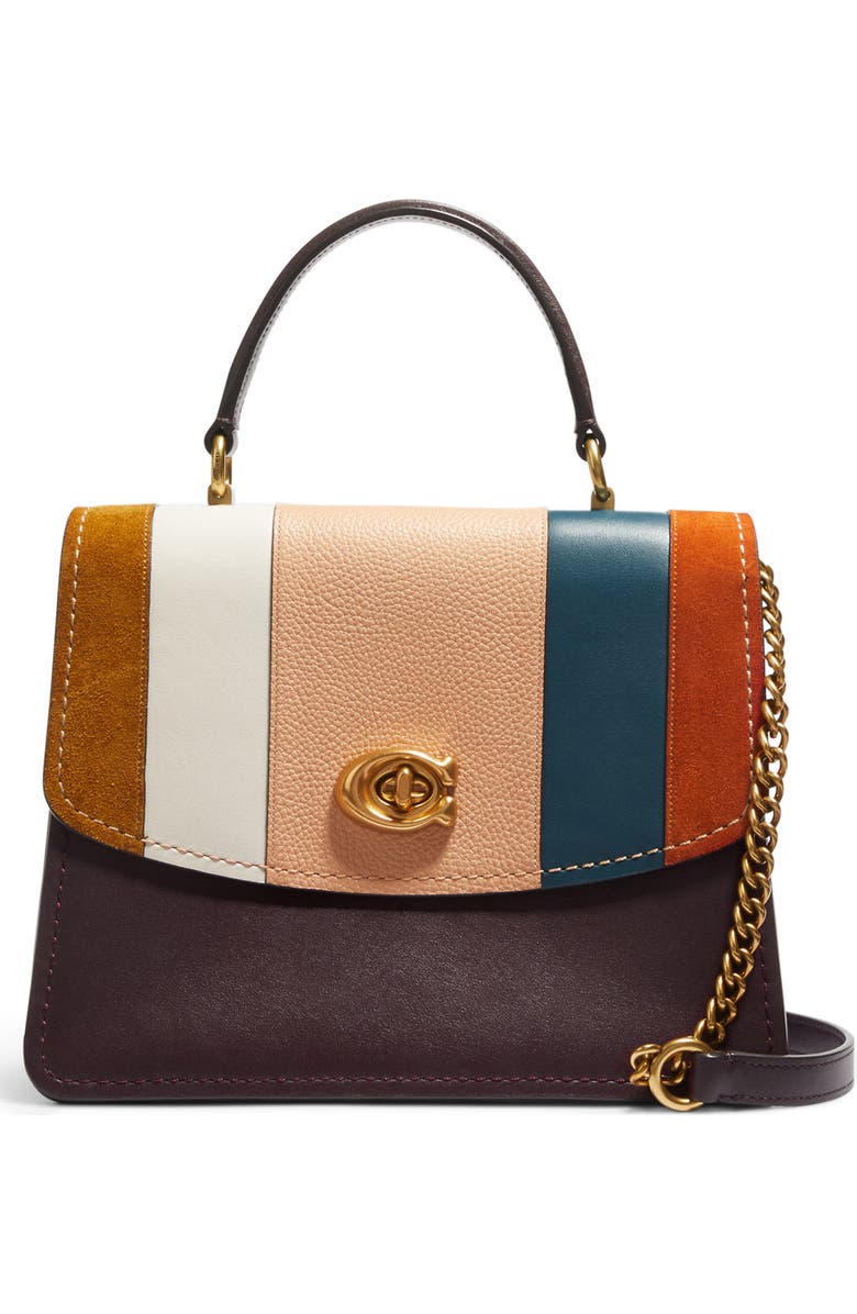 COACH Parker Colorblock Stripe Leather Shoulder Bag, Main, color,