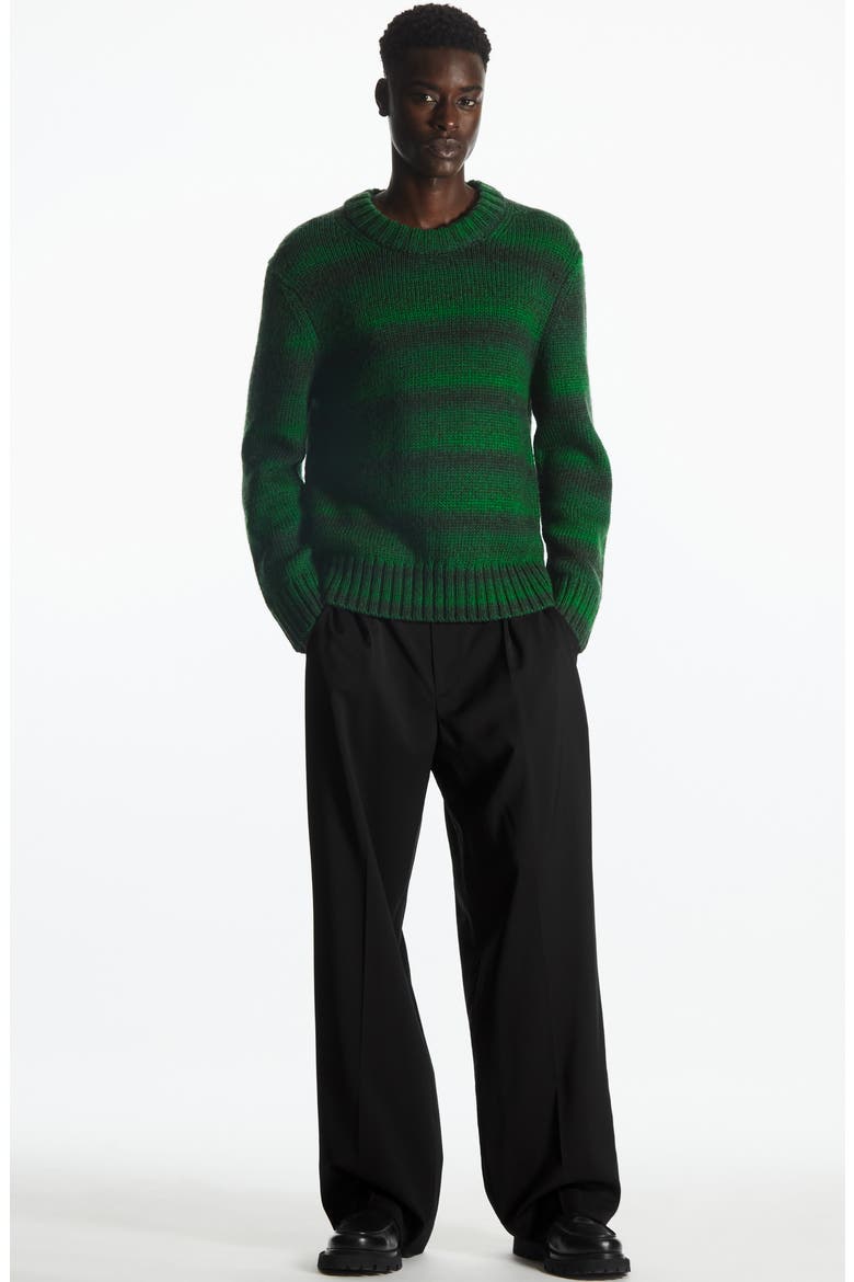 Gradient Stripe Wool Crewneck Sweater, Alternate, color, GREEN GRADIENT STRIPE