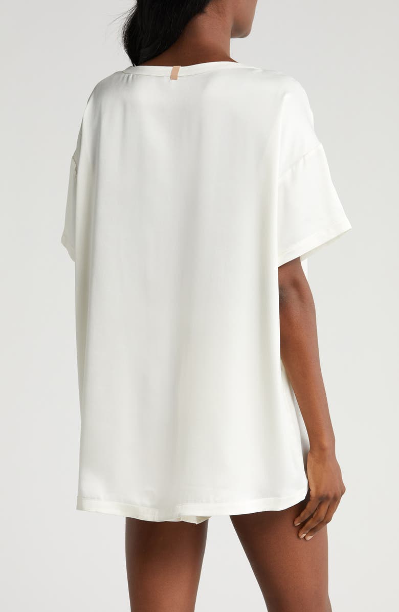 Lunya Washable Silk Tee Short Pajamas, Alternate, color, Tranquil White