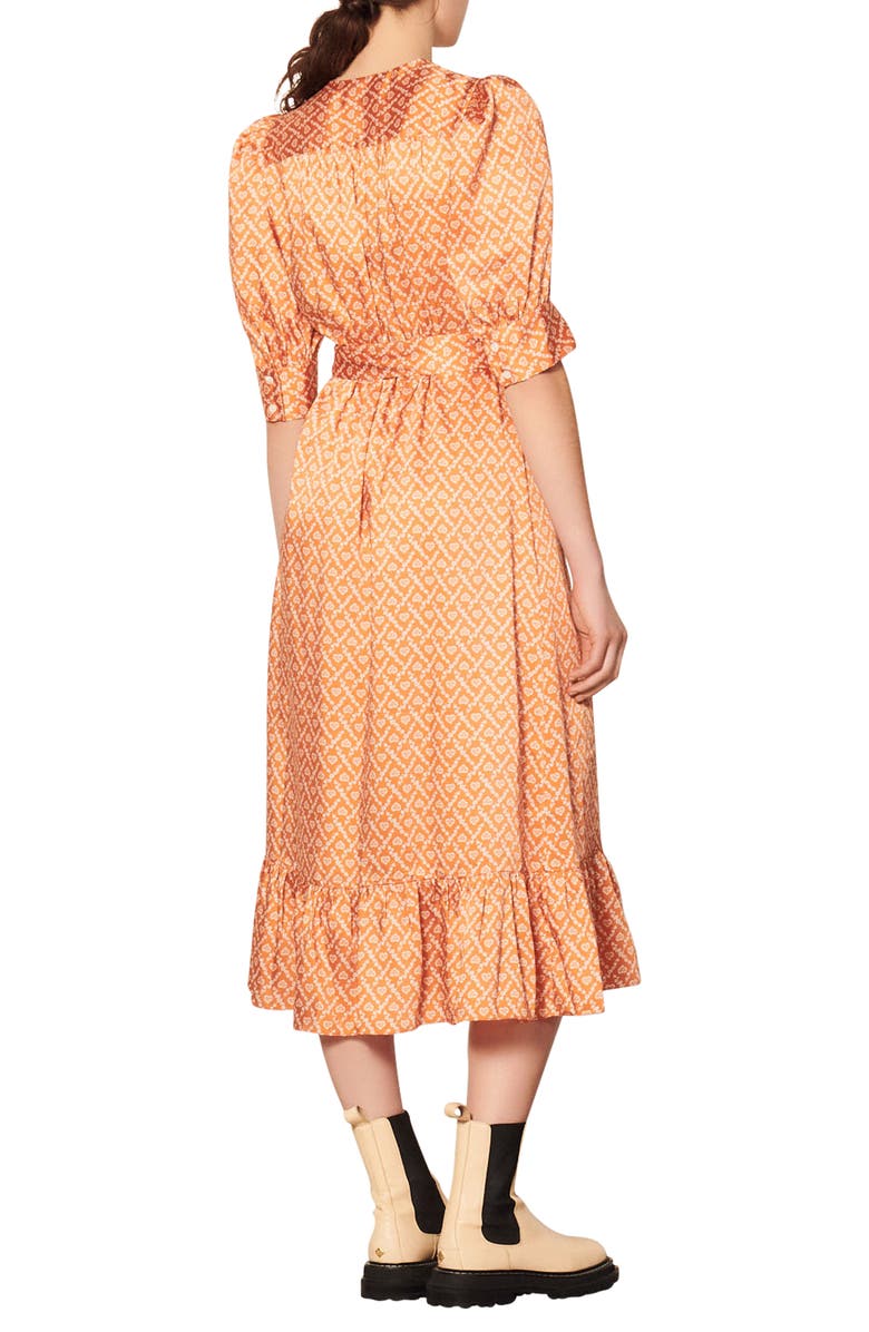 SANDRO Enrika Satin Wrap Midi Dress, Alternate, color, 