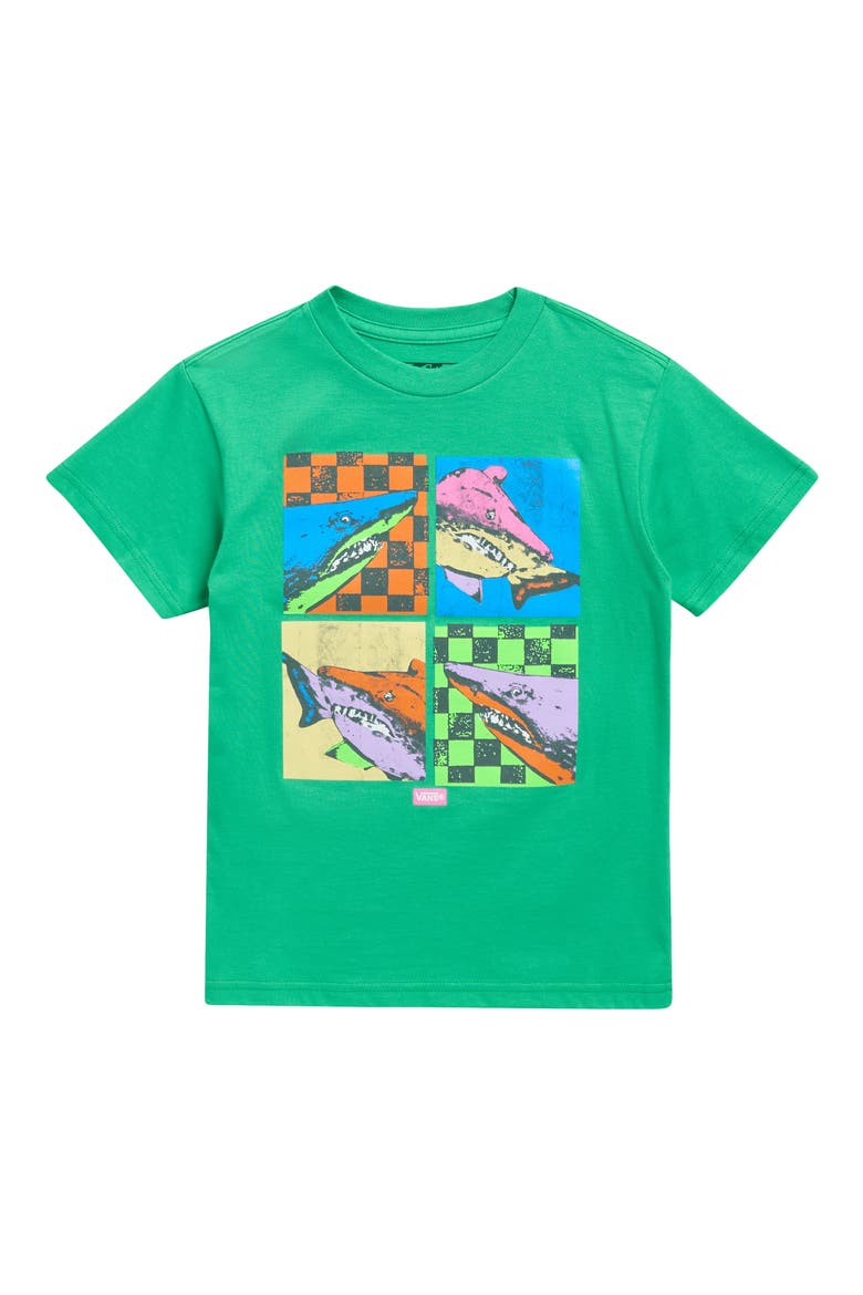 Kids' Shark Meanie Cotton Graphic T-Shirt, Main, color, VIVID VERDANT