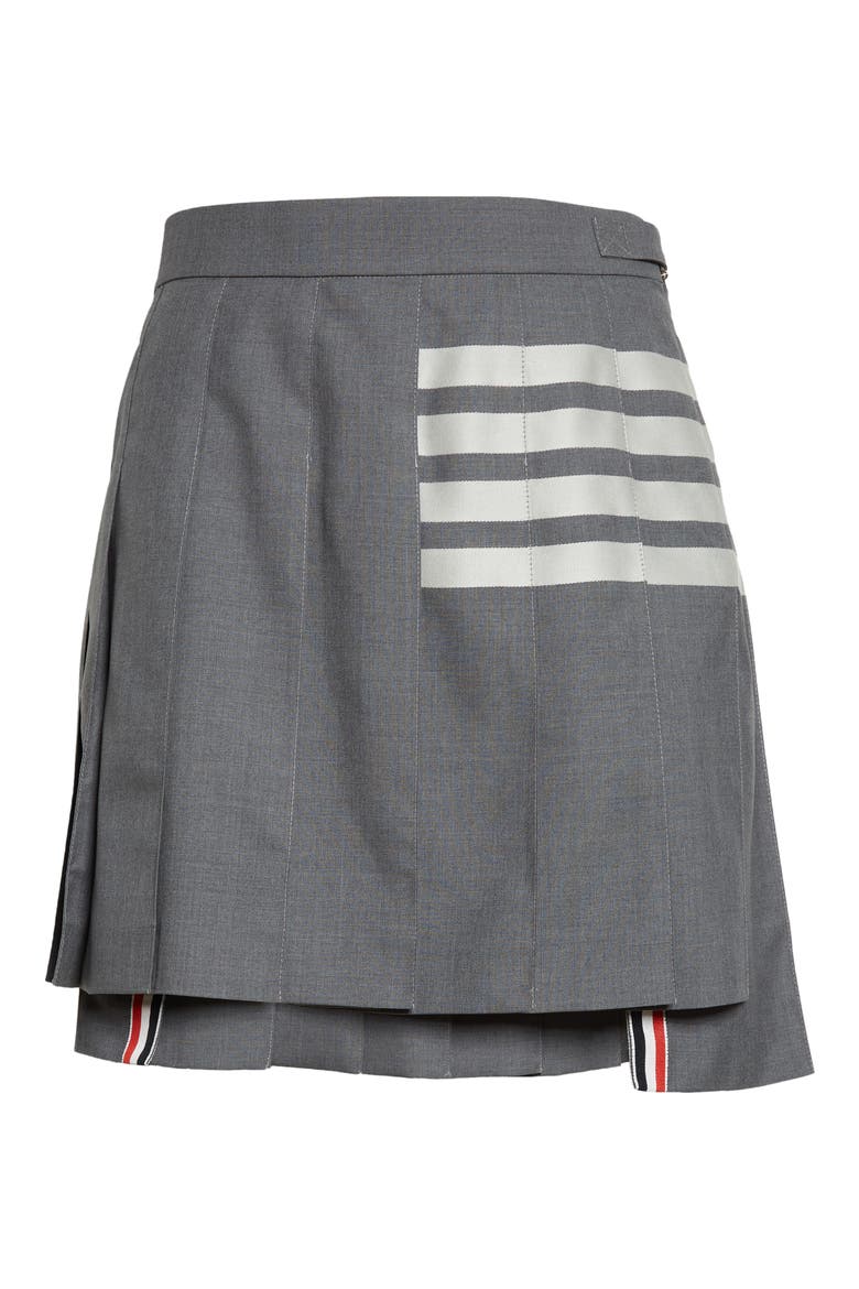 Drop Back Pleated Wool Miniskirt, Alternate, color, MEDIUM GREY
