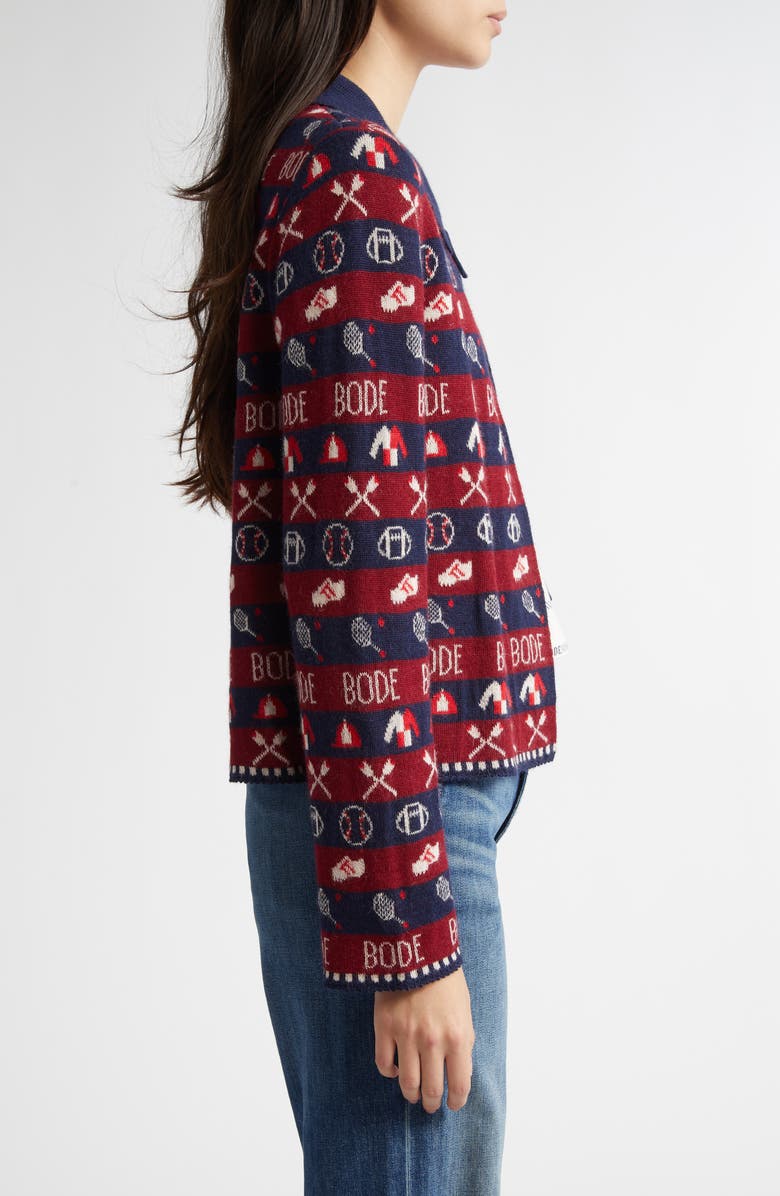 Bode Sporting Jacquard Baby Alpaca Cardigan, Alternate, color, 