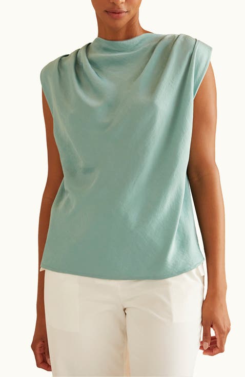 Cowl Neck Crushed Satin Top