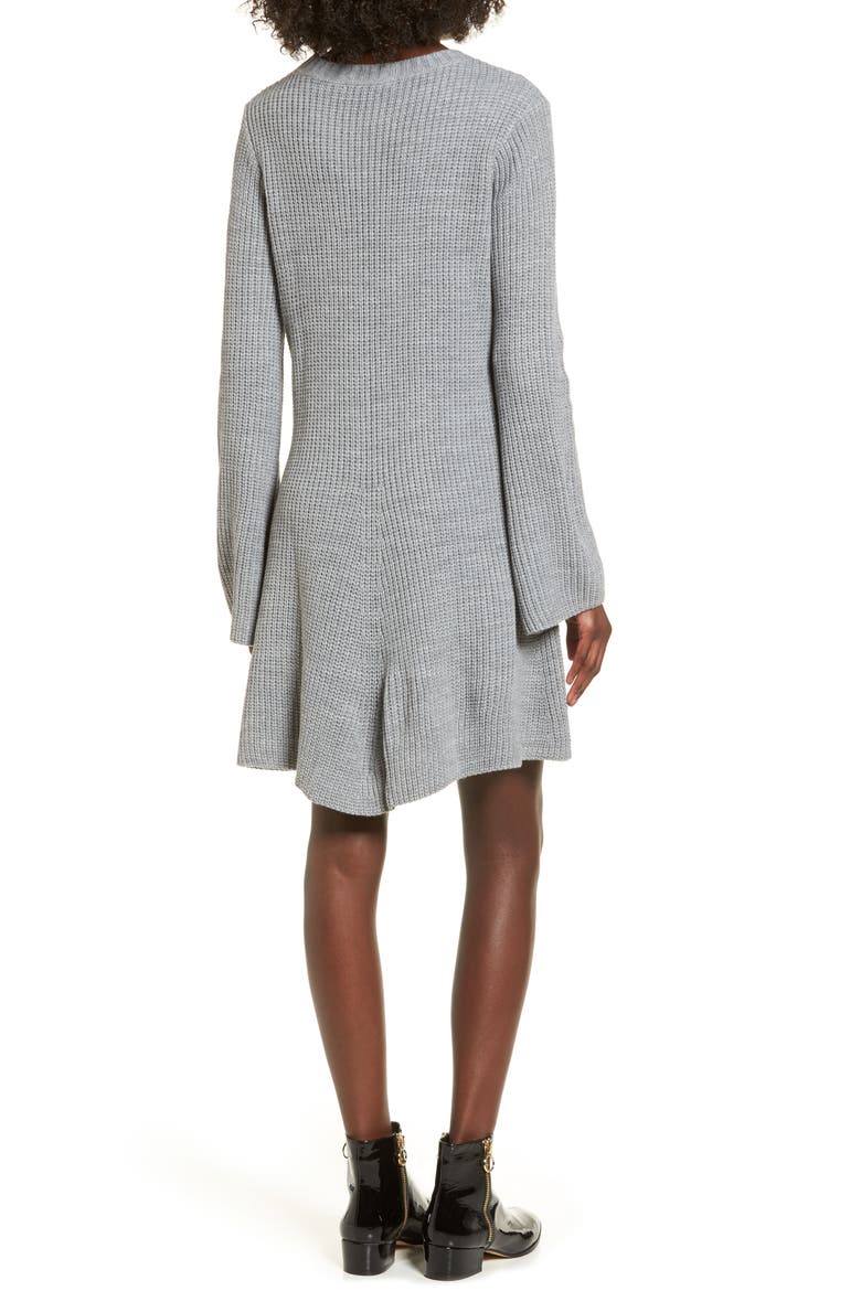 Flared Sleeve Sweater Dress, Alternate, color, GREY