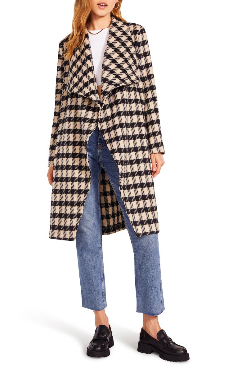 Steve Madden BB Dakota Houndstooth Drape Coat, Alternate, color, 
