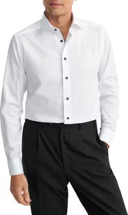Eton Slim Fit White Cotton Twill Dress Shirt