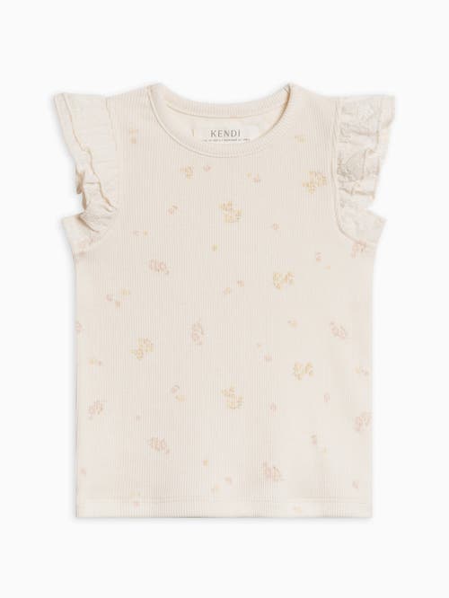 Colored Organics Daphne Ribbed Tank With Eyelet Ruffle In Neutral