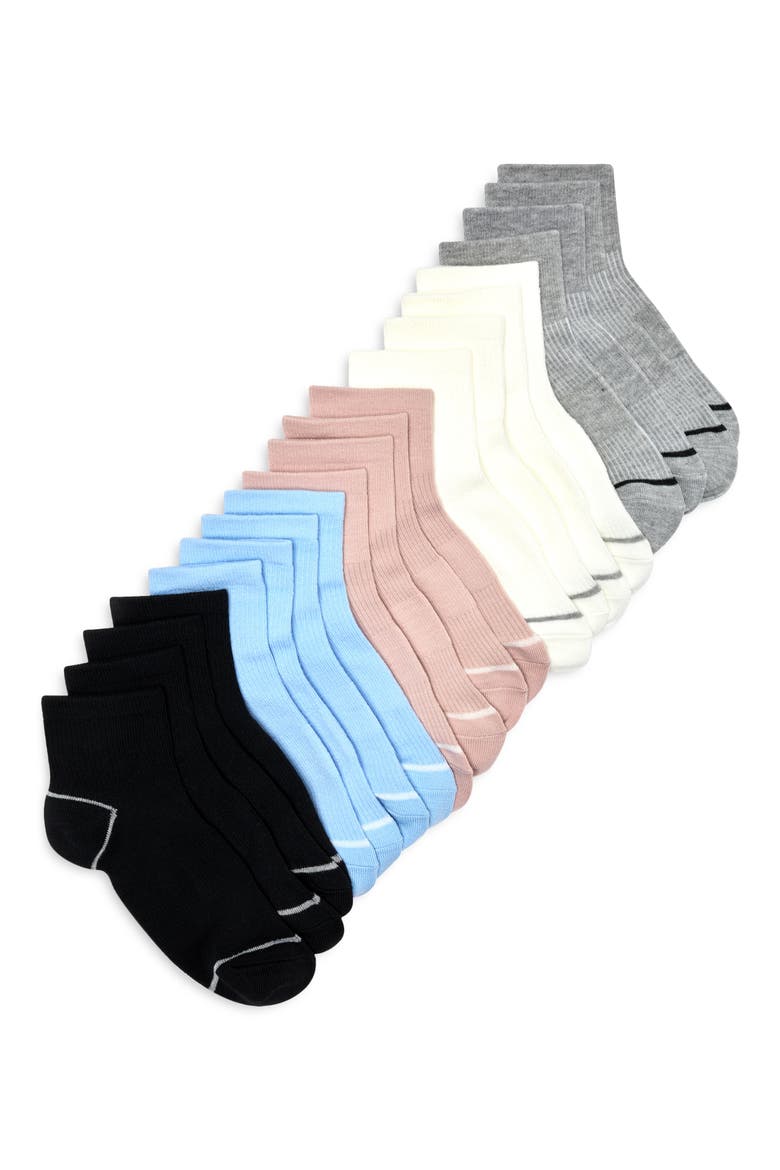 10-Pack Everyday Quarter Socks, Main, color, PINK GREY MULTI