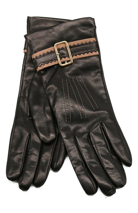 Buckle Leather Gloves