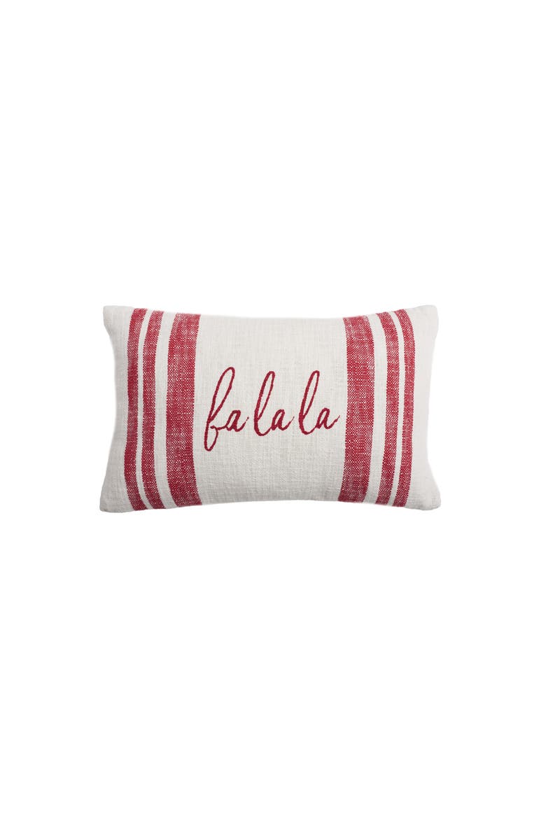 Morgan Christmas Holiday Striped Decorative Lumbar Pillow Collection, Main, color, Red 14" x 22"