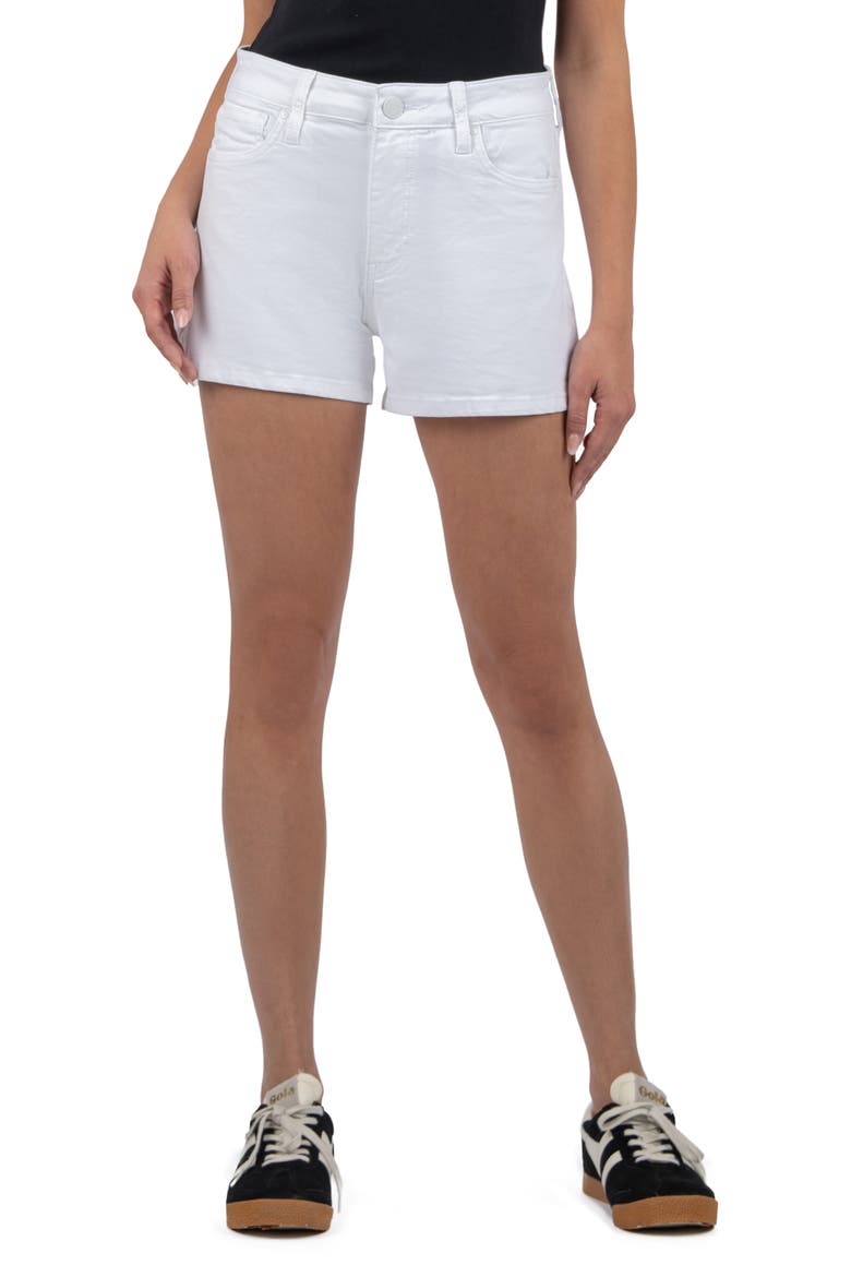 Jane Mid Rise Denim Shorts, Main, color, OPTIC WHITE