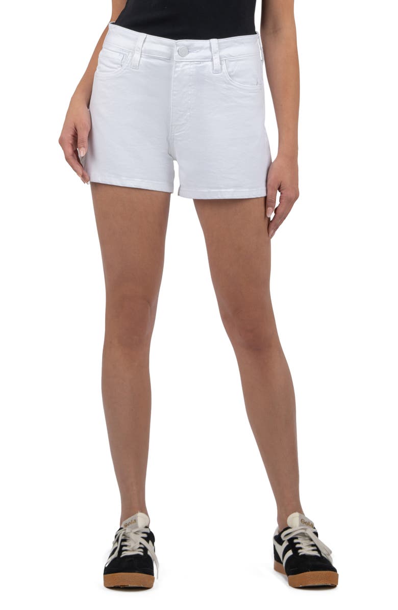 KUT from the Kloth Jane Mid Rise Denim Shorts, Main, color, Optic White