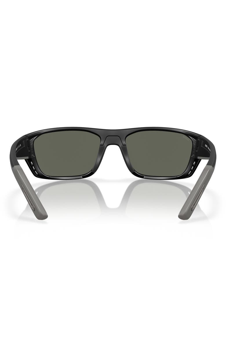 Costa Del Mar 57mm Polarized Rectangular Sunglasses, Alternate, color, Matte Black/ Gray 580G