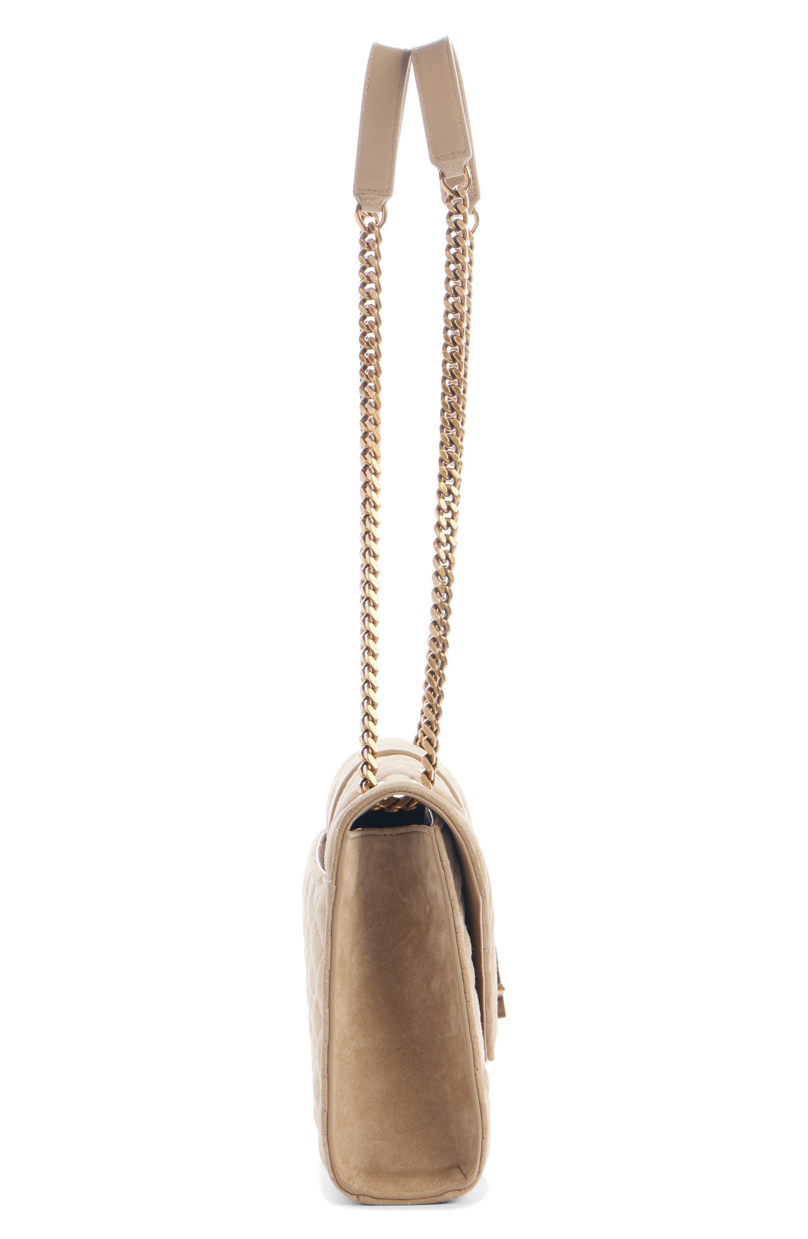 Small Envelope Suede Crossbody Bag, Alternate, color, MATT GOLD