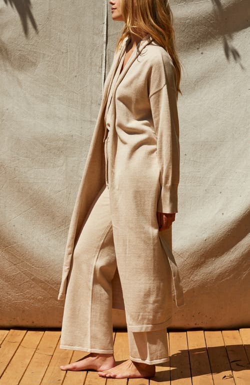 Crescent Sweater Knit Duster Cardigan In Beige