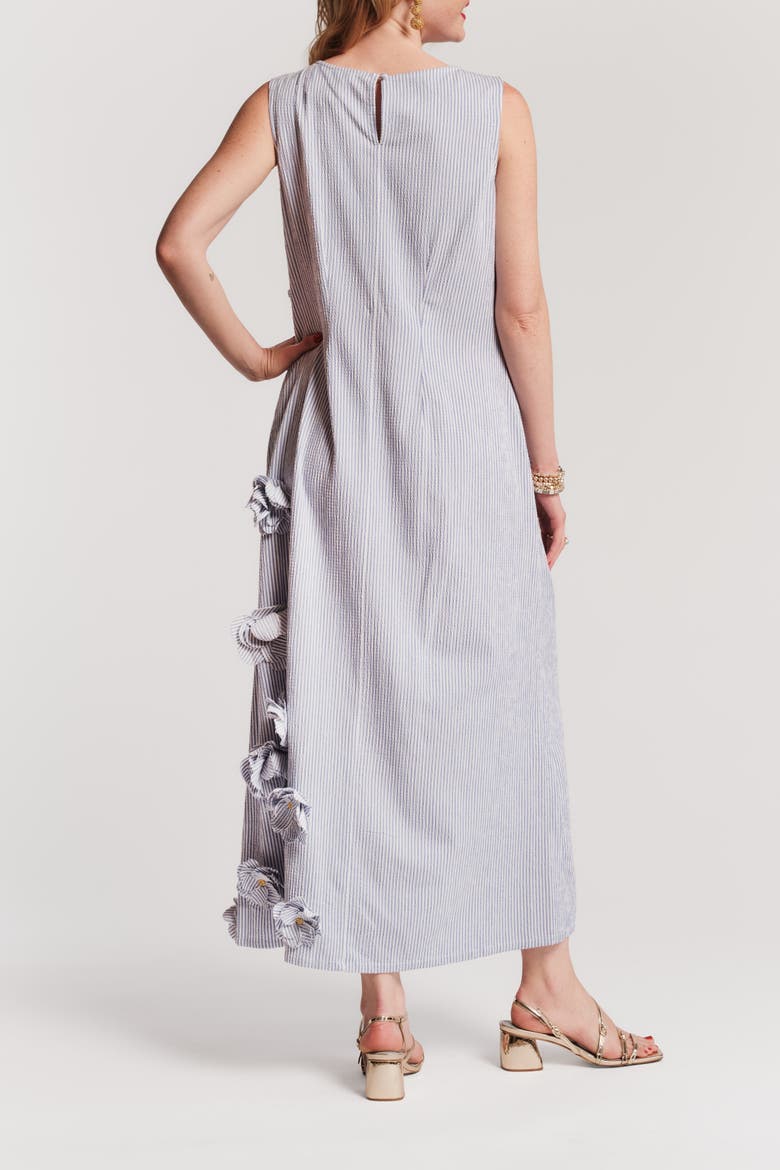 Origami Dress Seersucker, Alternate, color, Blue/White