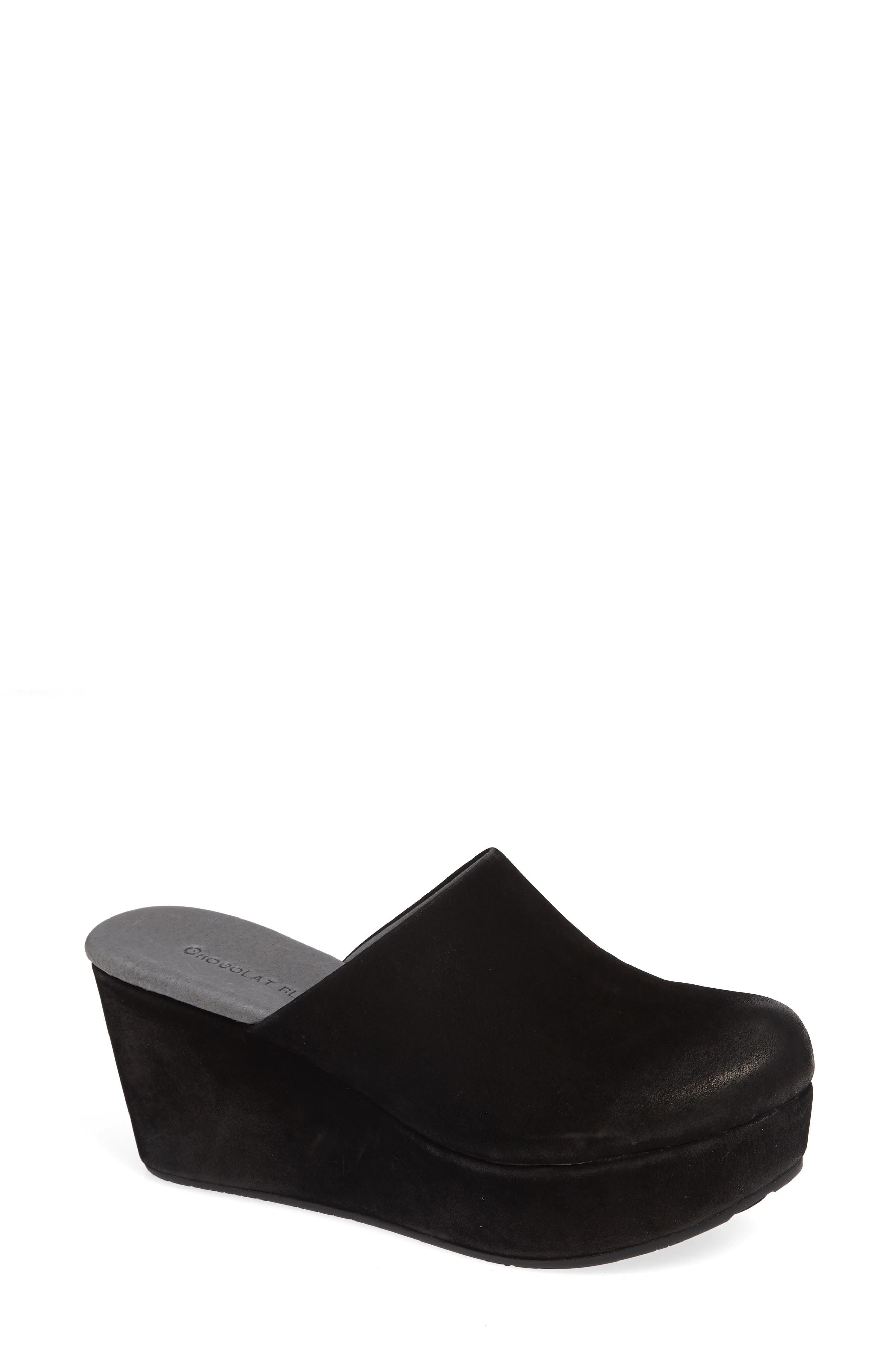 Wylie Wedge Mule, Main, color, BLACK SUEDE