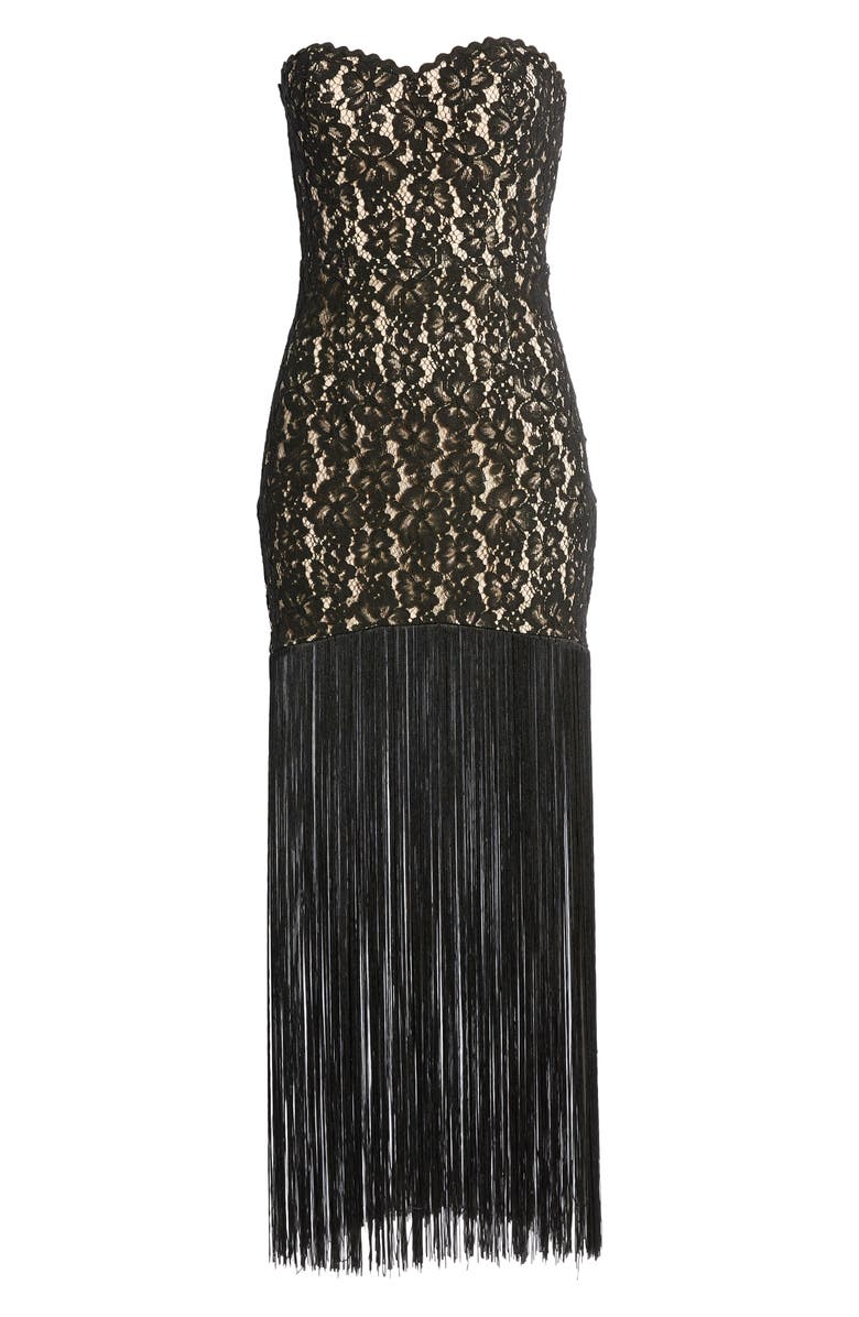 Lulus Ain't Misbehavin' Sweetheart Neck Fringe Lace Maxi Dress, Alternate, color, 