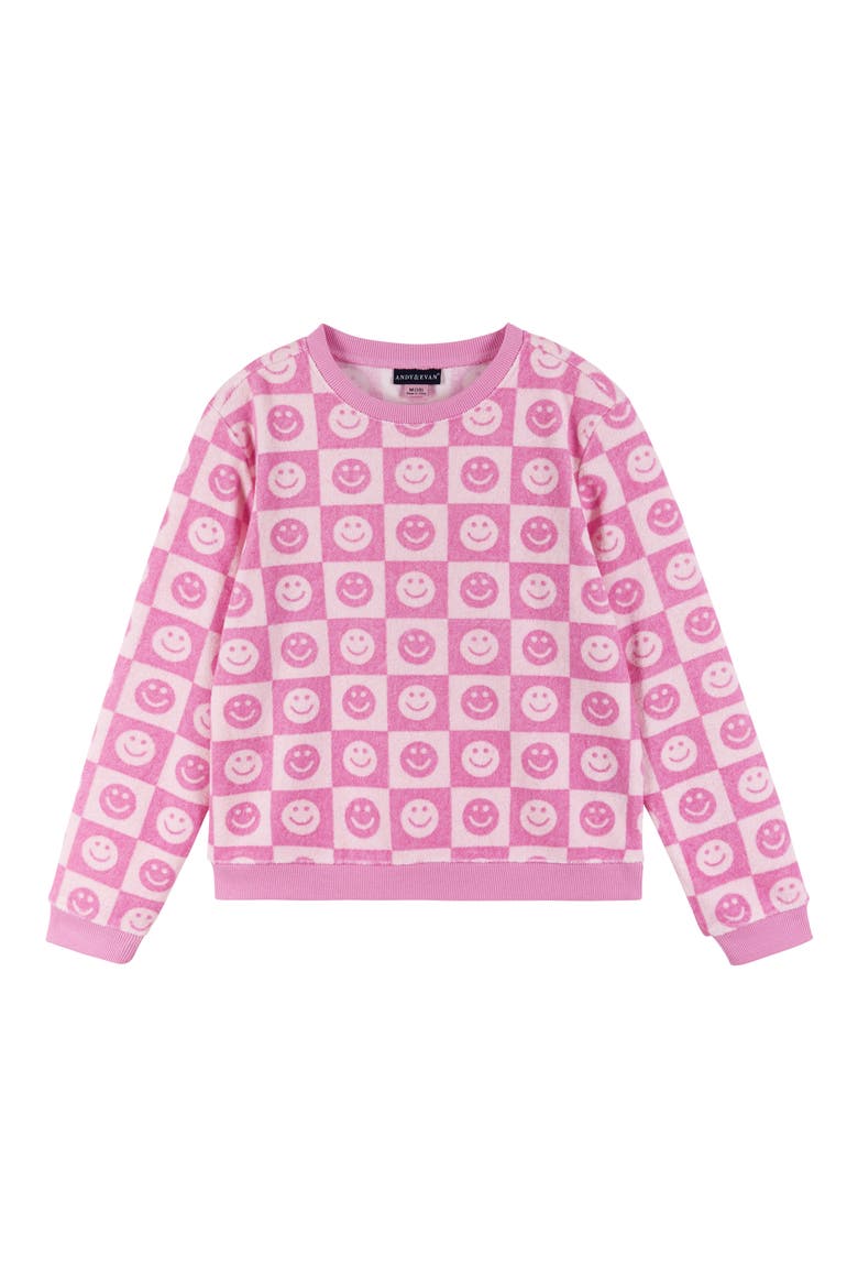 Kids' Smiley Terry Cover-Up Top & Shorts Set, Alternate, color, PINK SMILEY