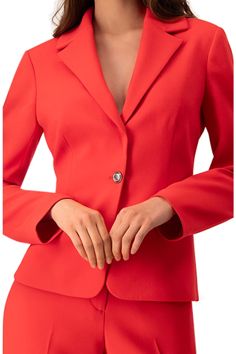 Single-Button Blazer in Vibrant Red, Alternate, color, Red