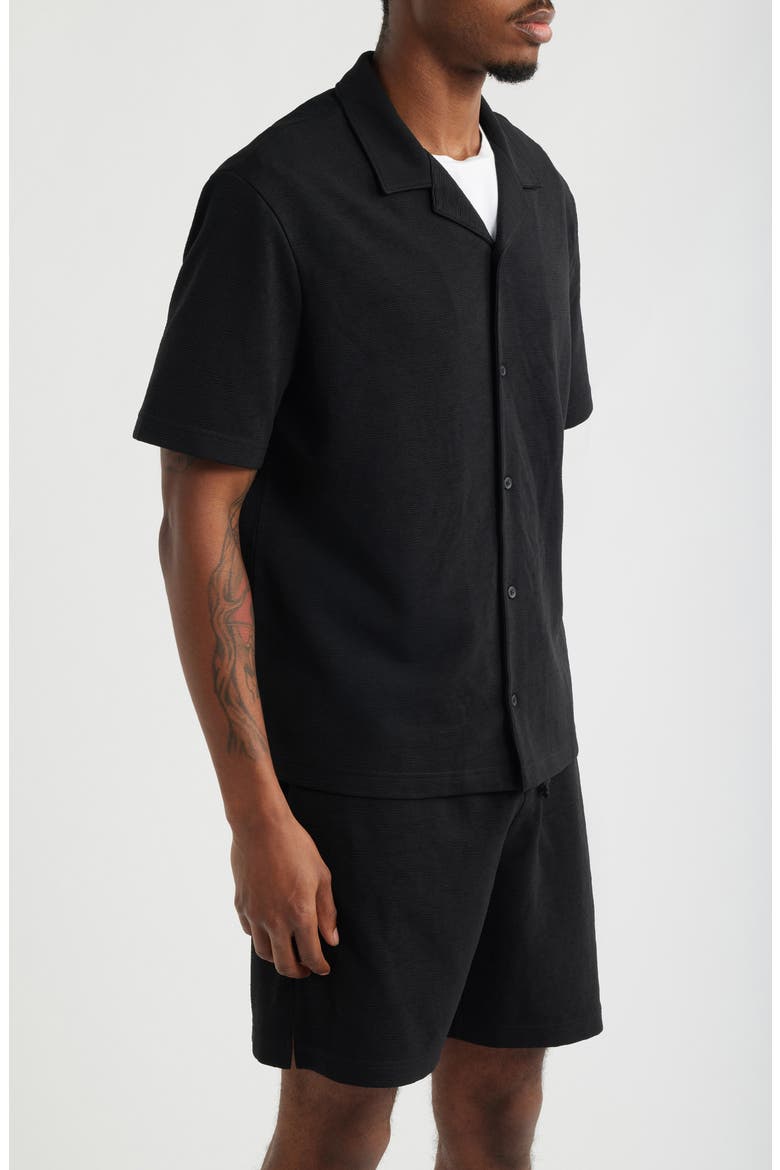 Knit Camp Shirt, Alternate, color, BLACK