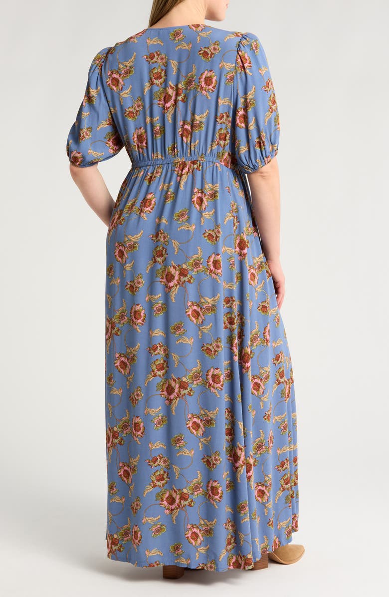 Treasure & Bond Floral Surplice V-Neck Maxi Dress, Alternate, color, Blue- Pink Wander Floral