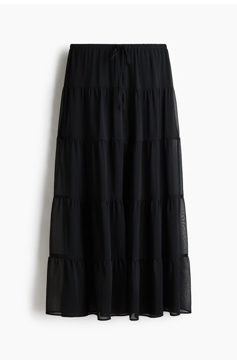 H&M Tiered Maxi Skirt, Alternate, color, Black