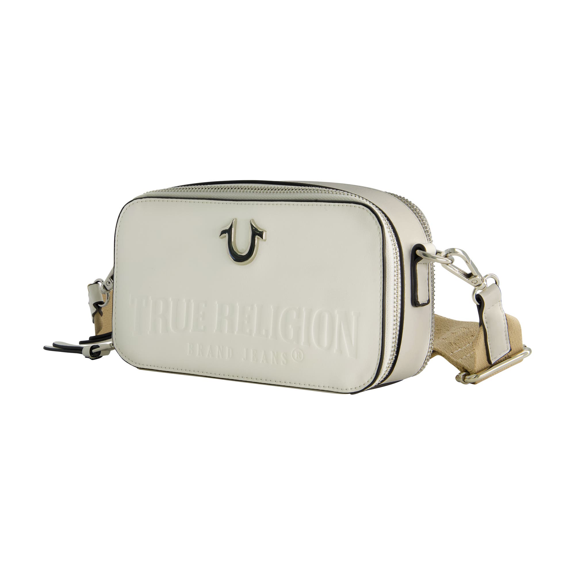 True Religion Double-Zip Horseshoe Camera Bag, Alternate, color, White
