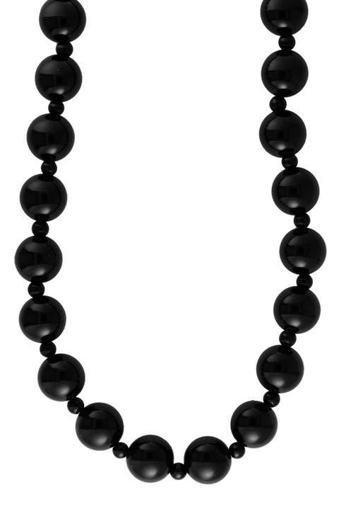 14K Gold Onyx Beaded Necklace