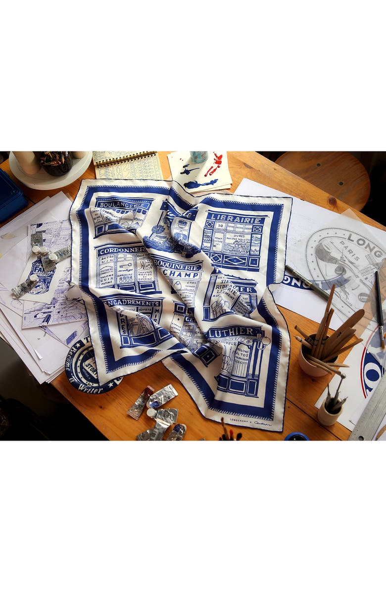 Longchamp Les Artisans de Paris Square Silk Scarf, Alternate, color, 