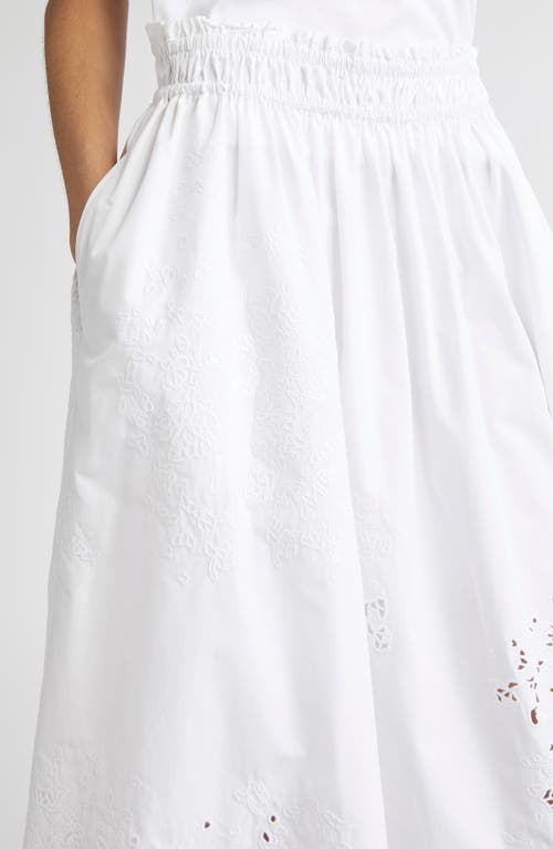 Lafayette 148 New York Eyelet Organic Cotton Poplin Maxi Skirt In White