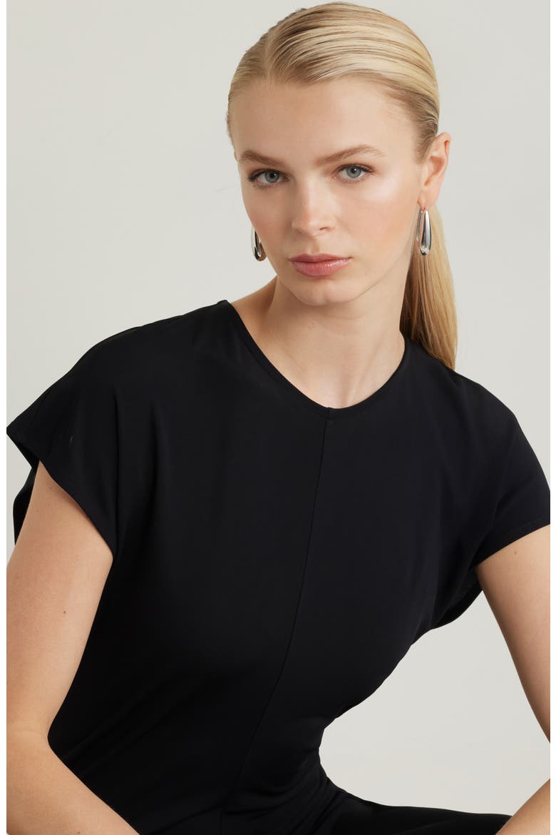 Draped Matte Jersey Maxi Dress, Alternate, color, BLACK