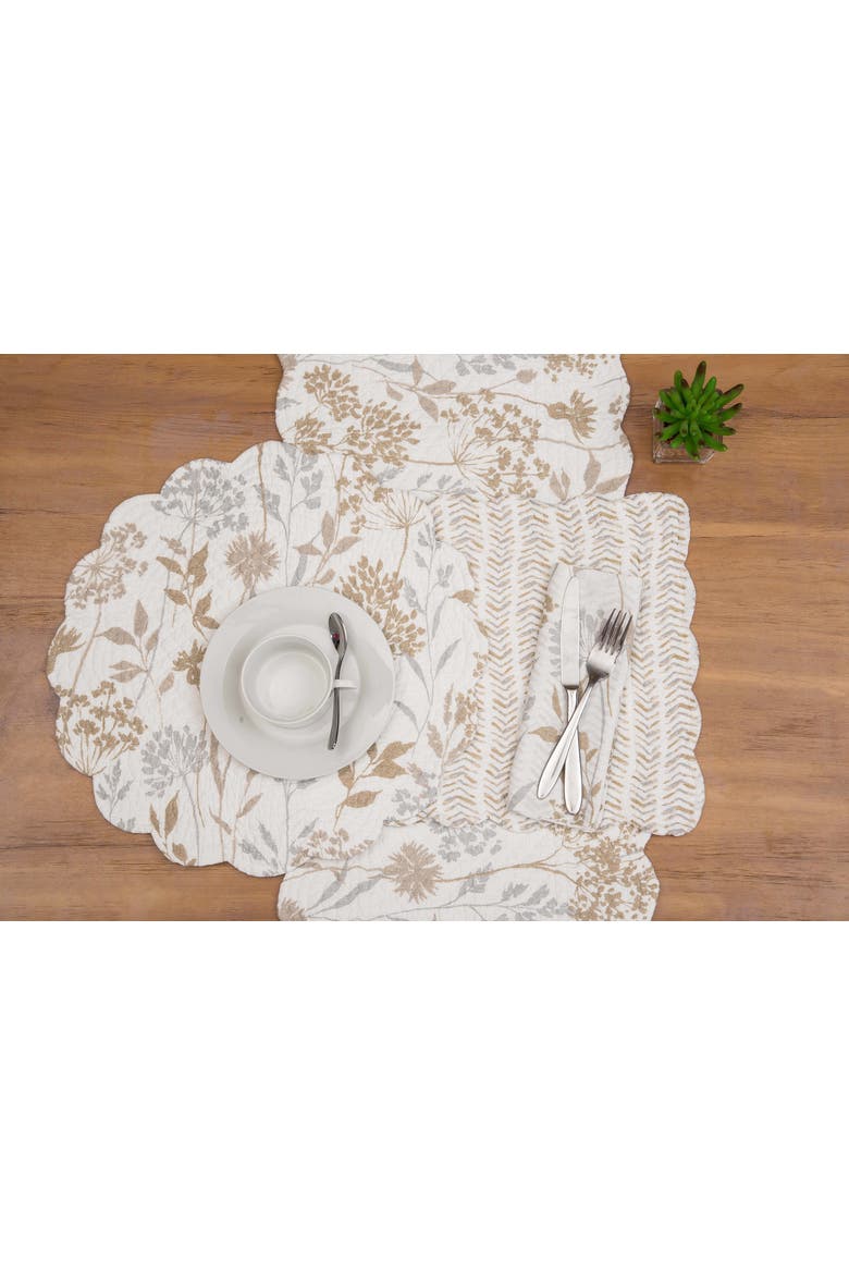 Carmella Fields 100% Cotton Quilted Single Cloth Napkin, Alternate, color, Silver