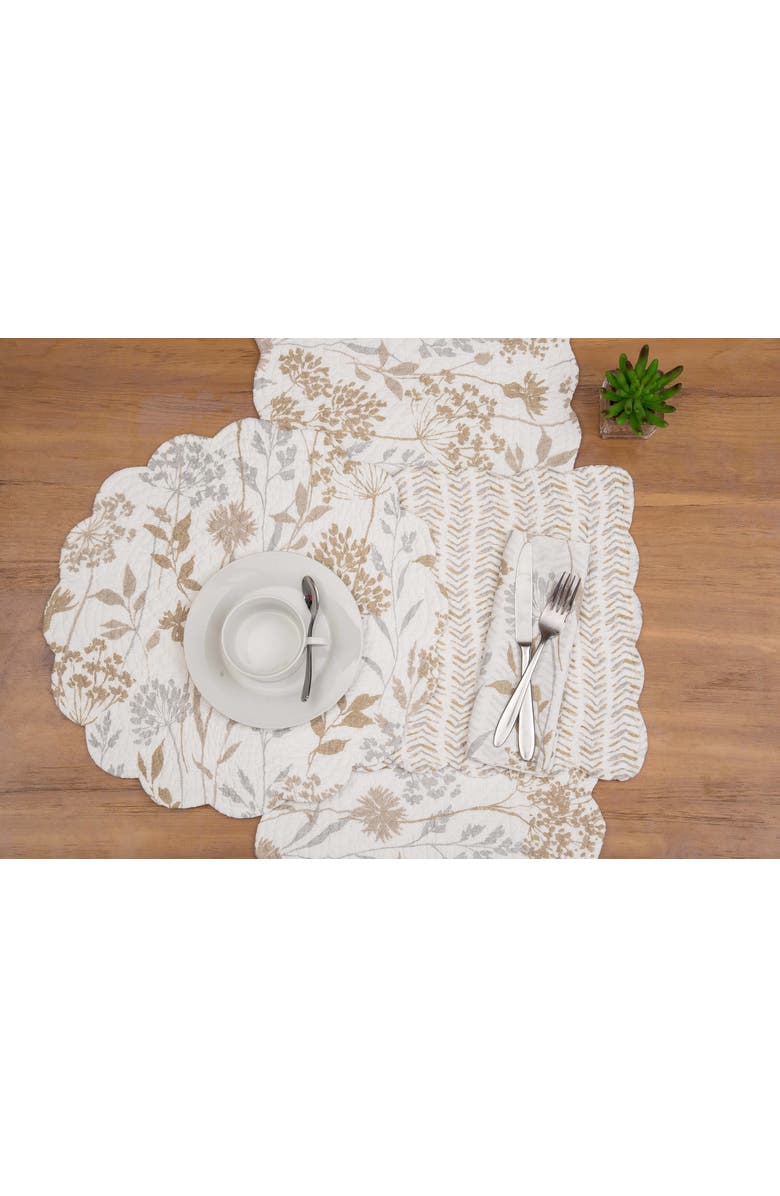 C&F Home Carmella Timeless Botanical Fields Quilted Table Runner 14" x 51", Alternate, color, Brown