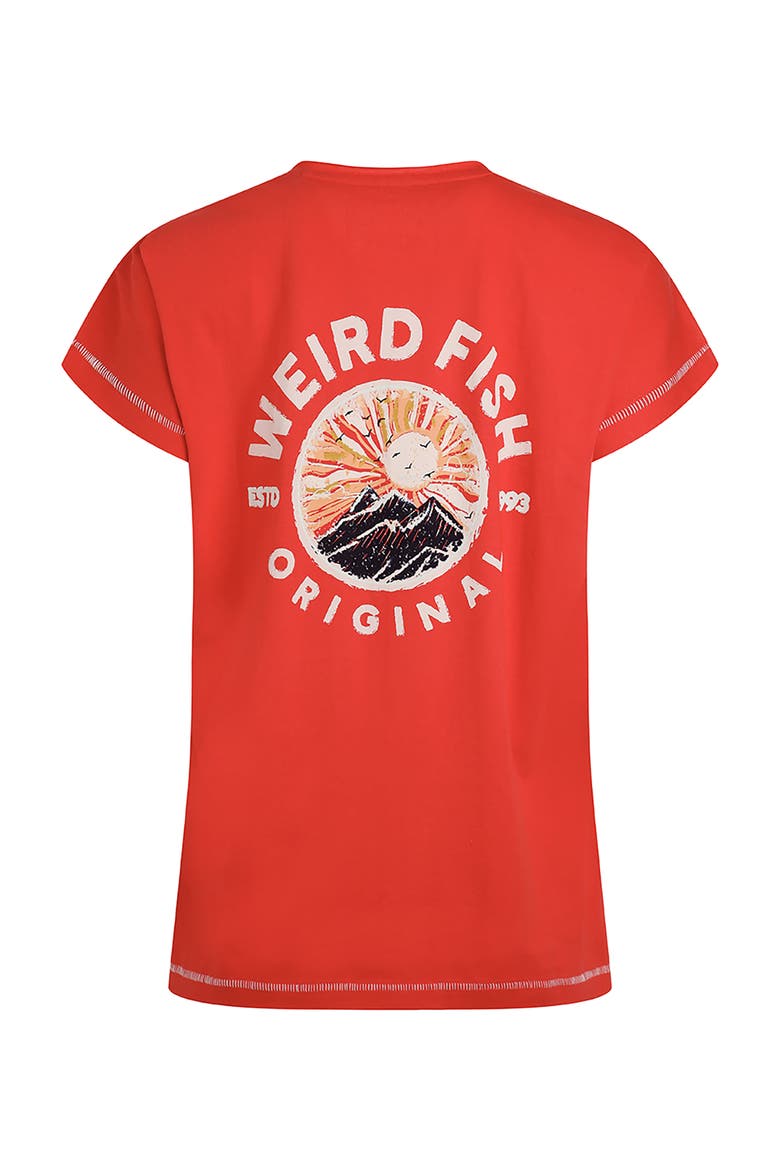 Sunset Summit Back Print Graphic T-Shirt, Alternate, color, Tango Red