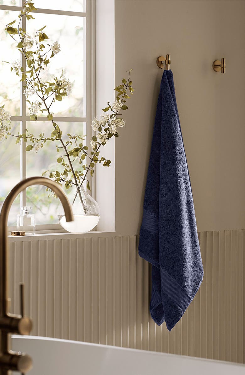 Boll & Branch Plush Organic Cotton Bath Sheet, Alternate, color, Coastal Navy