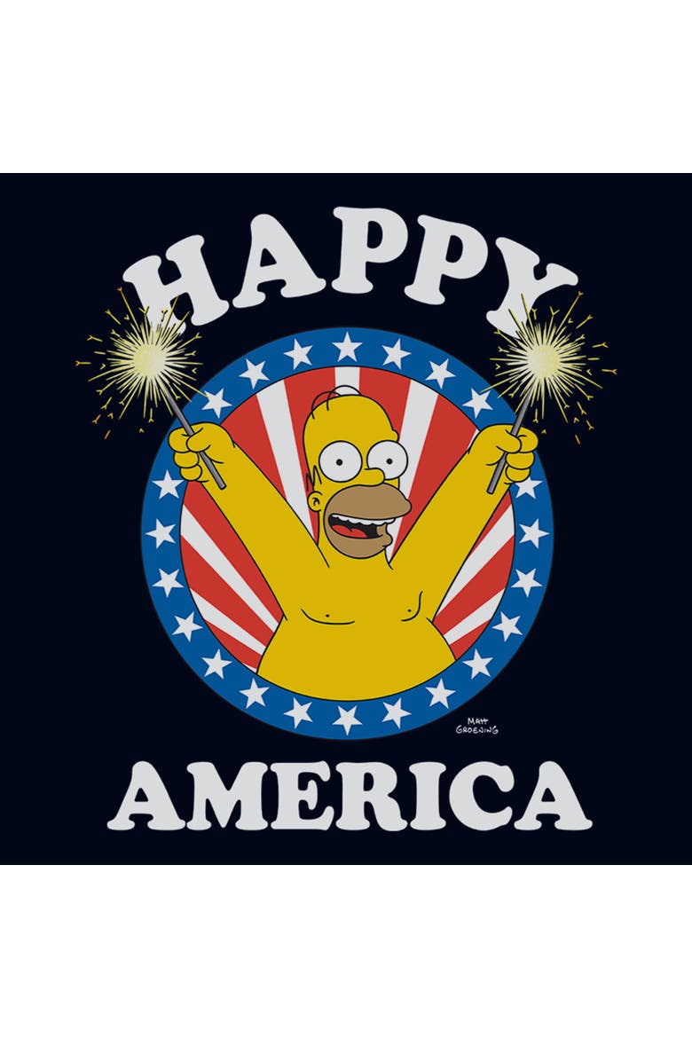Girl's The Simpsons Happy and Festive Homer  Graphic T-Shirt, Alternate, color, Navy Blue