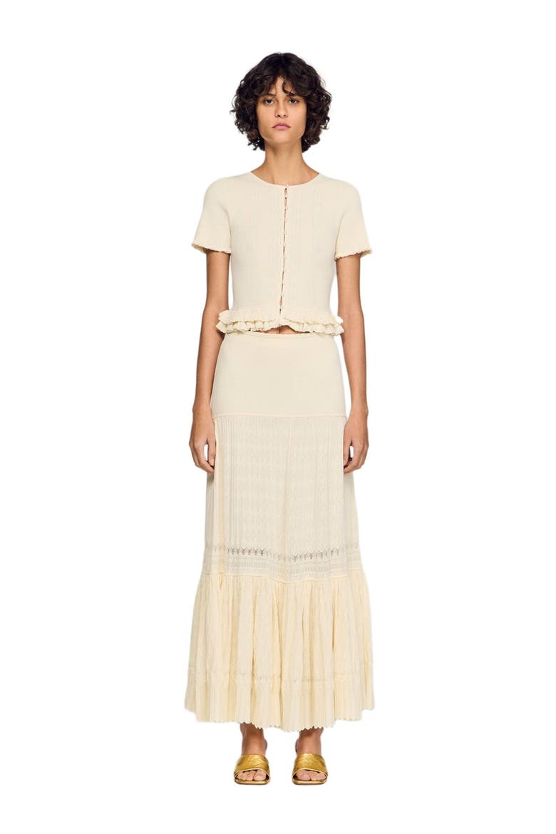 Long knit skirt, Main, color, Ecru