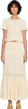 SANDRO Long knit skirt