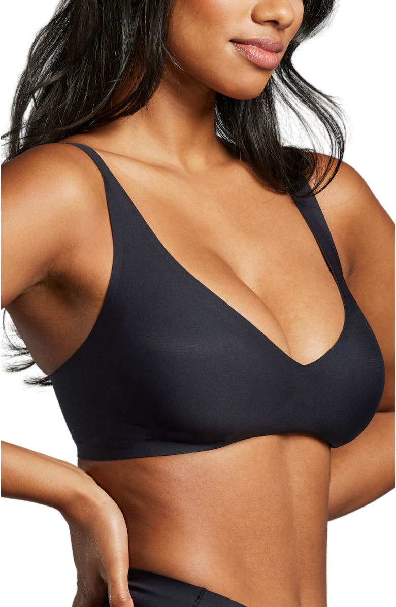 Siella No-Show Plunge Non-Padded Bra, Alternate, color, Black